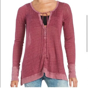 Free People affogato hacci linen blend long sleeve top Size XS